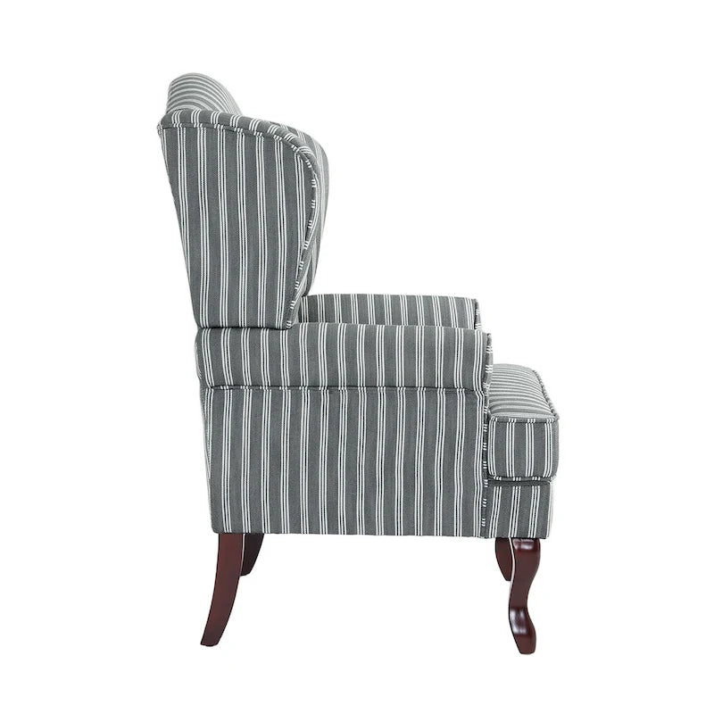 2 fauteuils d'appoint à dossier haut traditionnels, revêtus de tissu