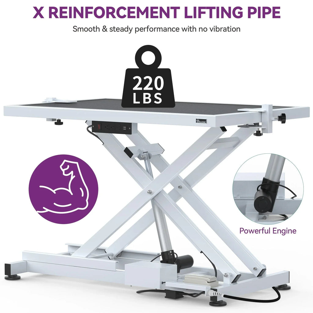 Table de toilettage professionnelle électrique pour grands chiens - Table de toilettage robuste pour animaux de compagnie avec bras de toilettage en aluminium - 50W