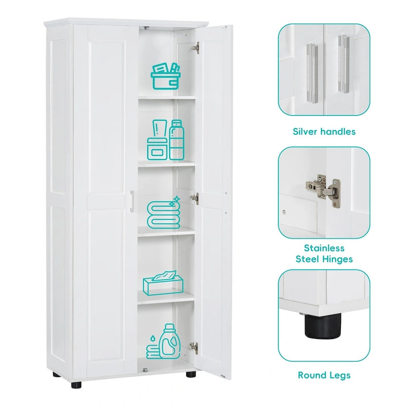 Meuble de rangement pour salle de bain à deux portes, étagère réglable, panneau MDF