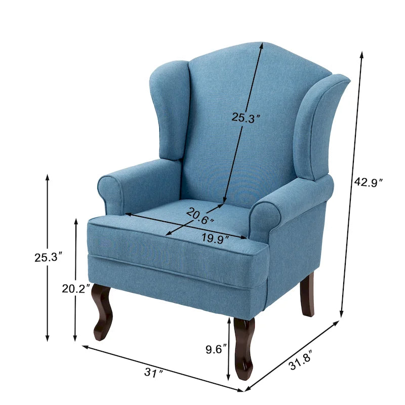 2 fauteuils d'appoint à dossier haut traditionnels, revêtus de tissu