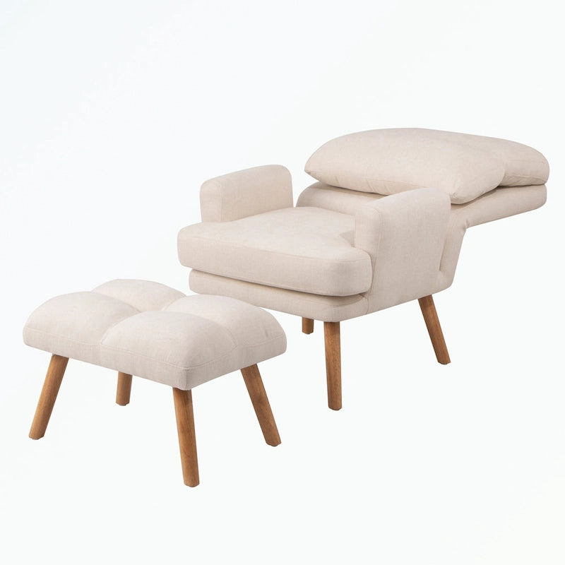 Fauteuil d'appoint et son pouf, avec dossier réglable