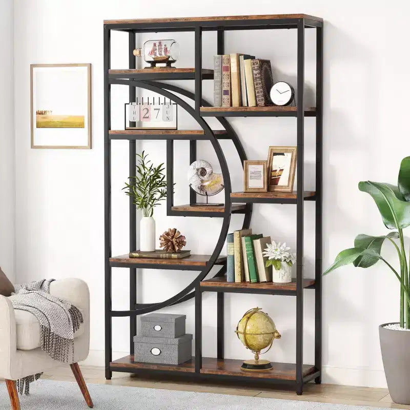 Étagère à livres Lantine à 5 niveaux avec 9 compartiments de rangement ouverts