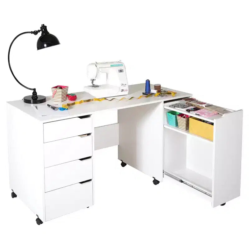 Table d'artisanat de couture Crea sur roues blanche - South Shore