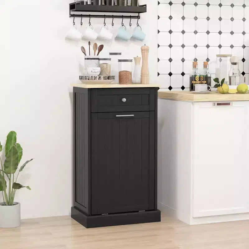 Meuble Poubelle Homcom avec Tiroir Meuble de Tri Sélectif Débout Support de Poubelle Cuisine