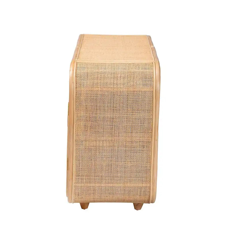 Meuble de rangement 3 portes en rotin naturel Bohème Evania
