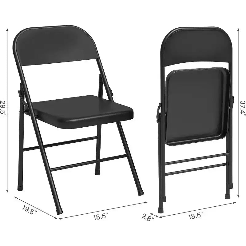 Lot de 8 chaises pliantes tout acier avec dossier, chaises pliantes en métal robustes, capacité de 159 kg, convient pour l'intérieur et l'extérieur