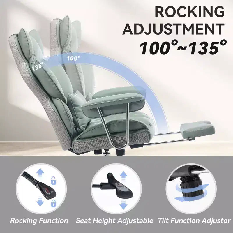 Efomao Chaise de Bureau Ergonomique 400 lbs, Grande Chaise d'Ordinateur en Cuir PU pour Personnes de Grande Taille, Fauteuil de Direction avec Repose-Pieds et Soutien Lombaire