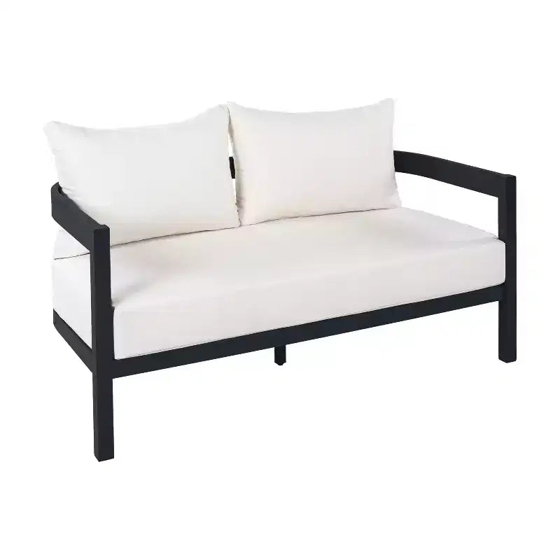 Christopher Knight Home Althea, ensemble de conversation moderne incurvé de 5 pièces en aluminium pour l'extérieur avec table basse en verre