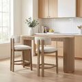Christopher Knight Home Johnson Ensemble de 3 chaises de salle à manger hautes en bois d'hévéa rembourrées style ferme avec table cannelée