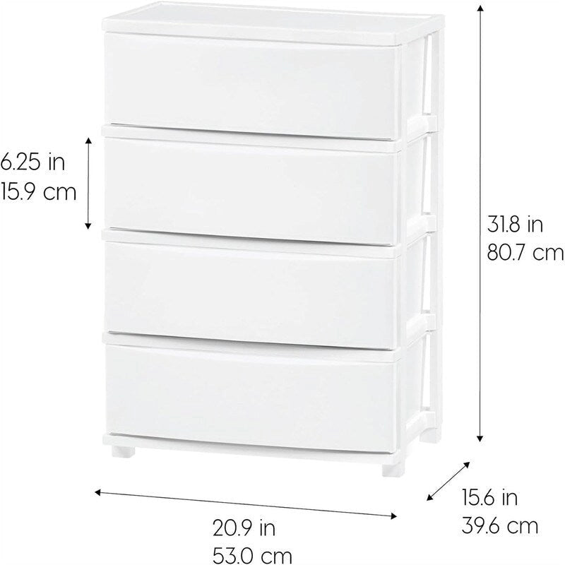 Commode de rangement large à 4 tiroirs