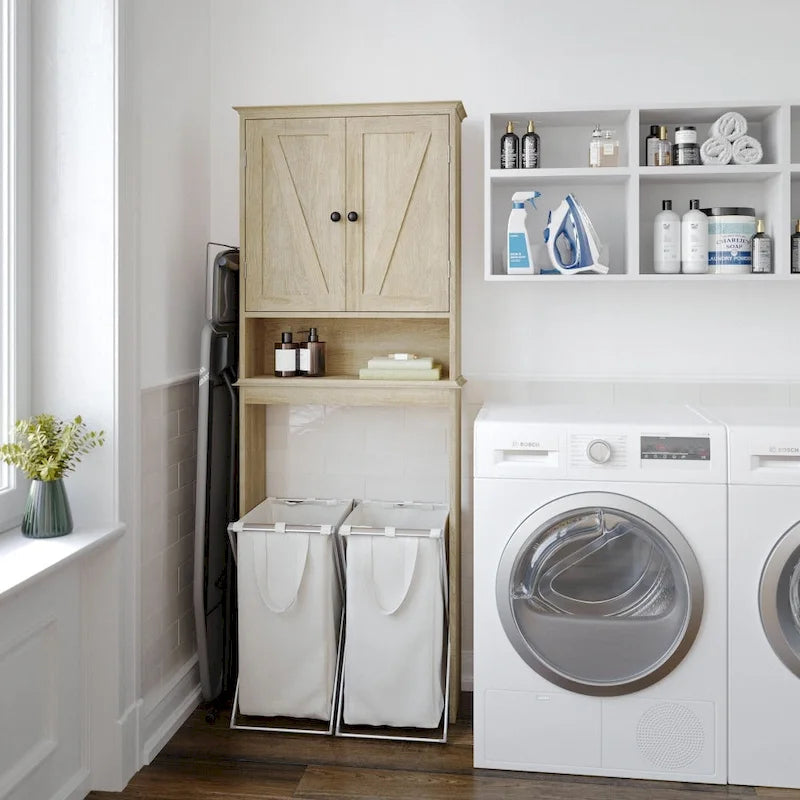 Armoire de salle de bain de style rustique à suspendre au-dessus des toilettes avec étagères et portes à fermeture magnétique
