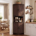 64,8" Meuble d'Angle Haut avec Portes, Armoire de Rangement d'Angle Marron Style Ferme, Meuble Garde-Manger d'Angle Autonome avec Étagères Réglables
