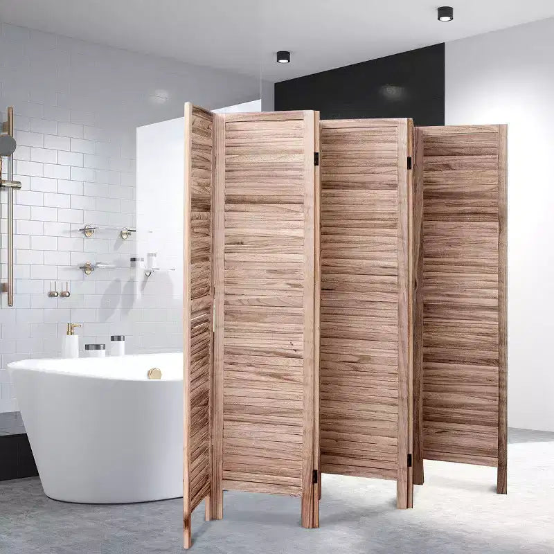 Paravent 6 panneaux de 170 cm de haut, style vénitien classique en bois à claire-voie pour la maison