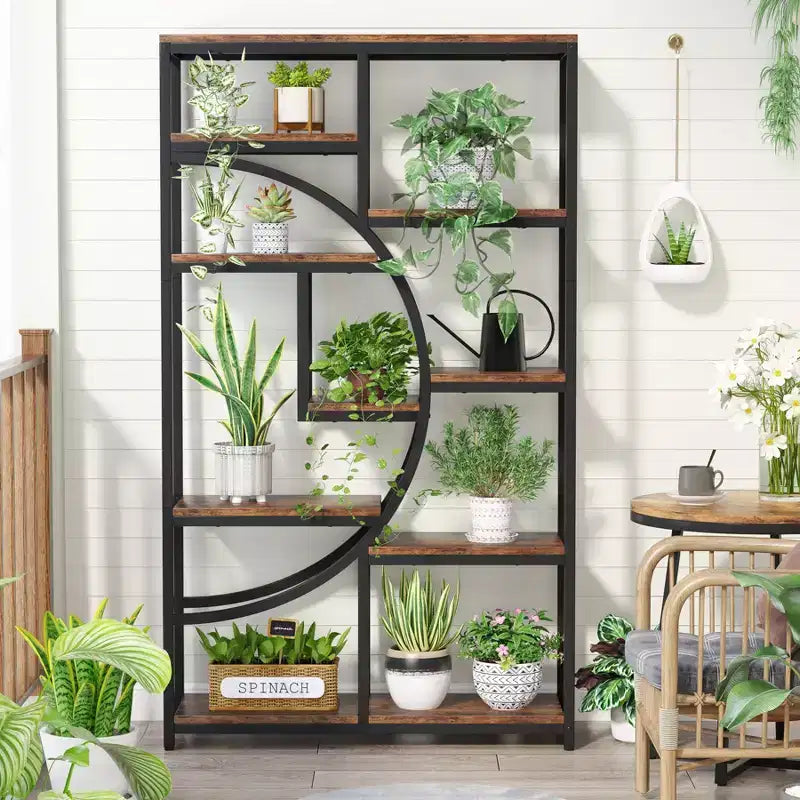 Étagère à livres Lantine à 5 niveaux avec 9 compartiments de rangement ouverts