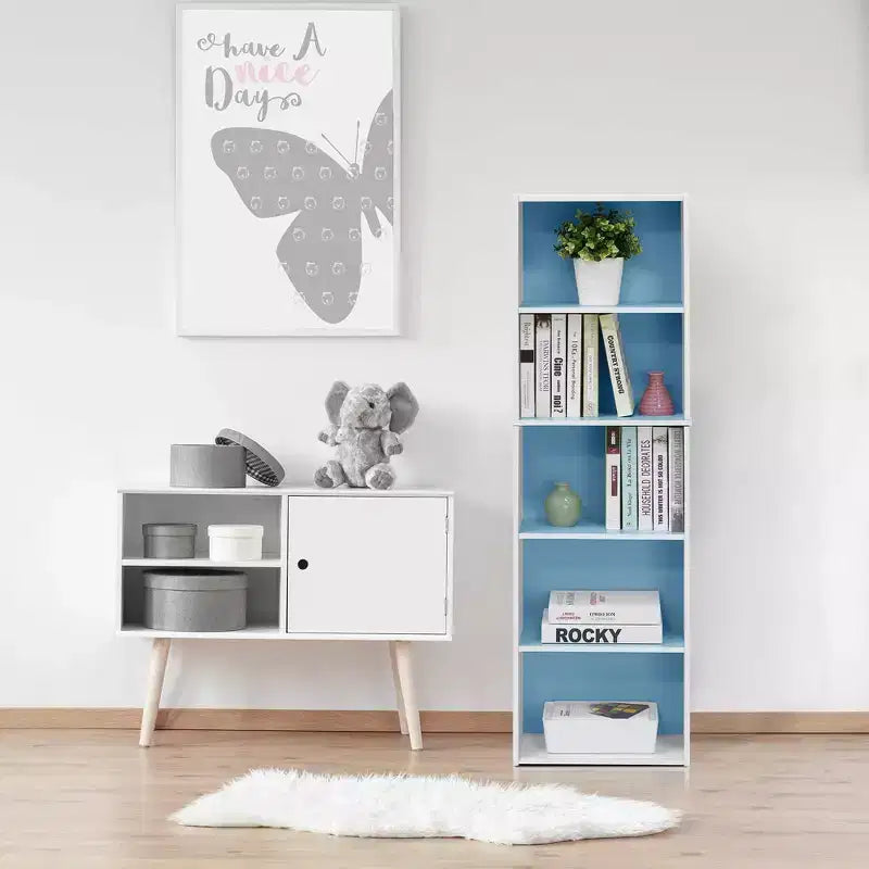 Furinno Étagère de rangement réversible 5 cubes pour livres, ouverte, horizontale ou verticale