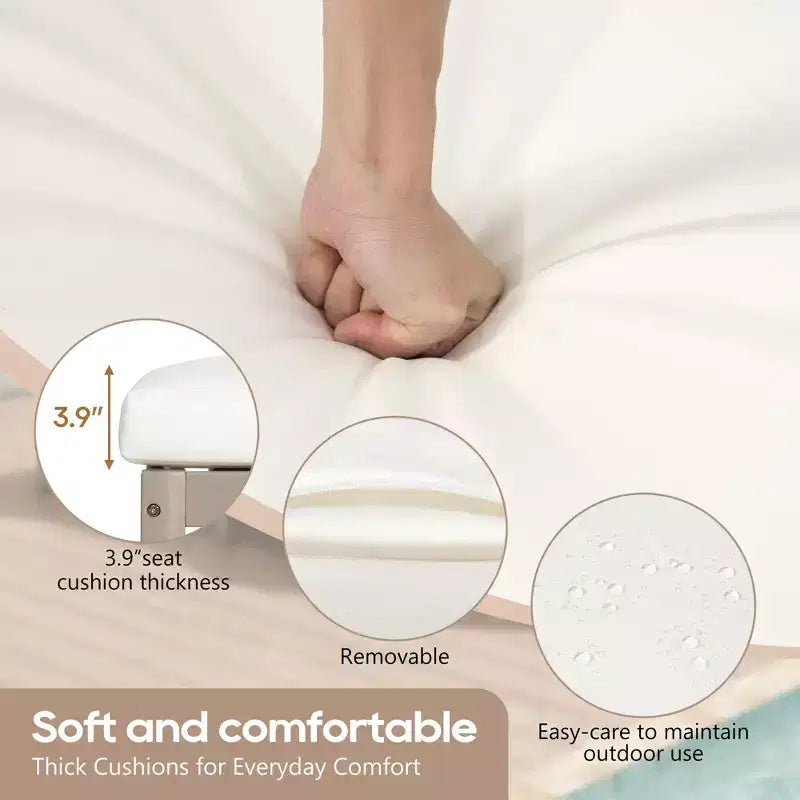 Chaise longue d'extérieur Merax en acacia 5 positions avec coussins épais