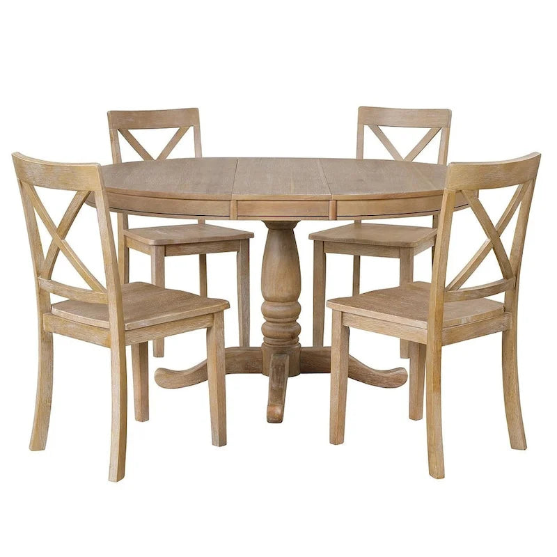 Table à manger ronde extensible 4 places de 42 à 54 po pour ferme