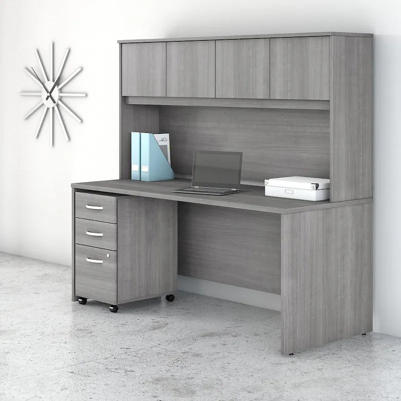 Bureau de 72 po avec huche et caisson mobile à 3 tiroirs