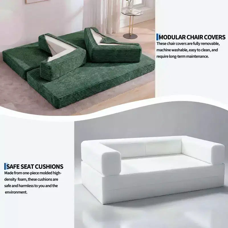 Canapé-lit convertible 5-en-1 de 80,7 po, velours côtelé, 544 kg, aucun assemblage requis