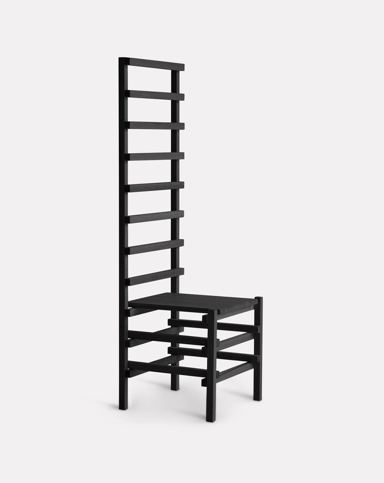 Black-Stained Beech Ladder-Back Contemporary Accent Chair