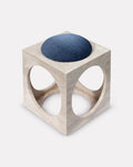 Travertine Geometric Velvet Seat Accent Stool