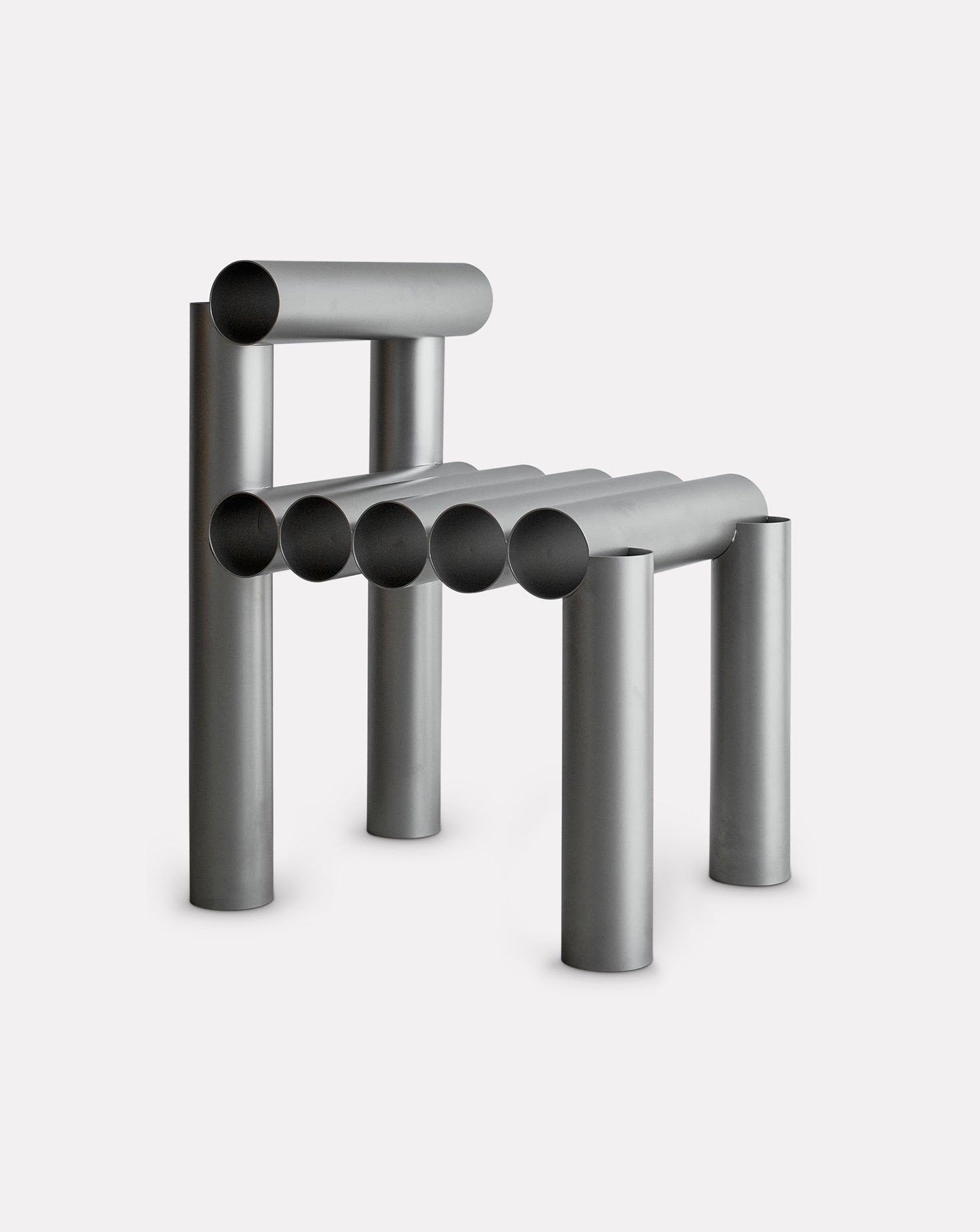 Open Tubular Stainless Steel Sculptural Chair