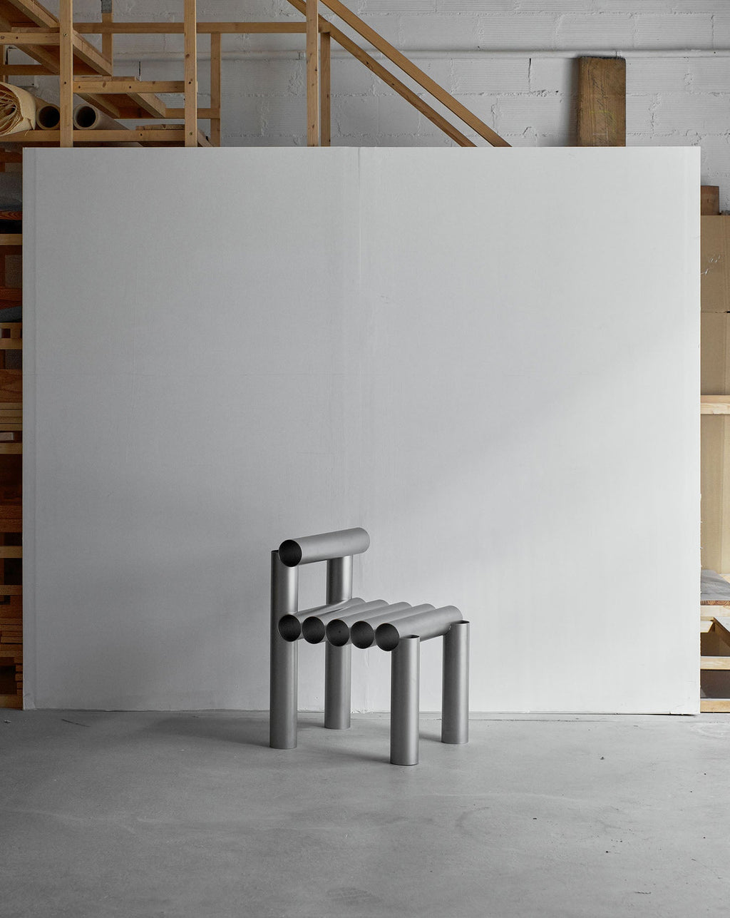 Open Tubular Stainless Steel Sculptural Chair