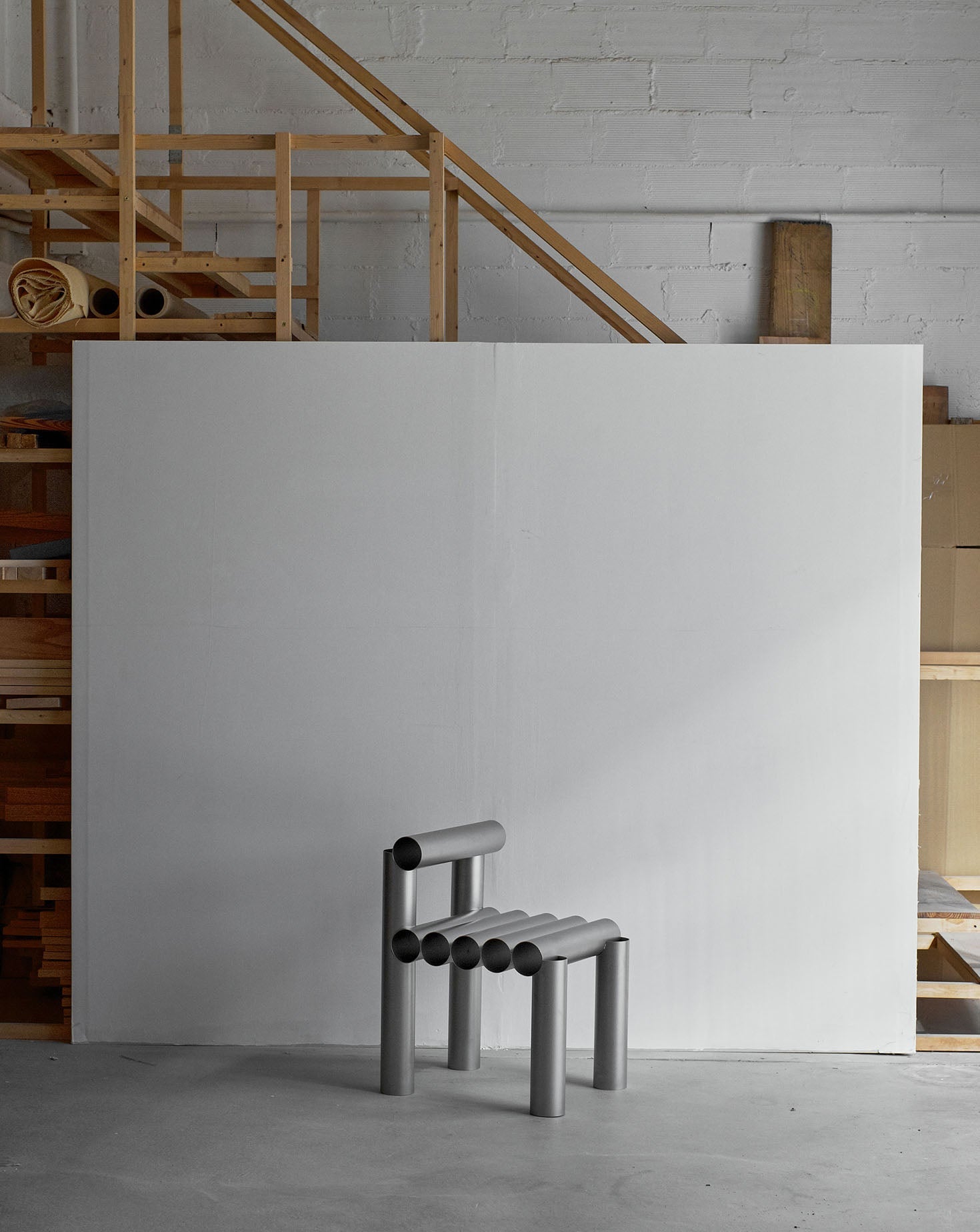 Open Tubular Stainless Steel Sculptural Chair