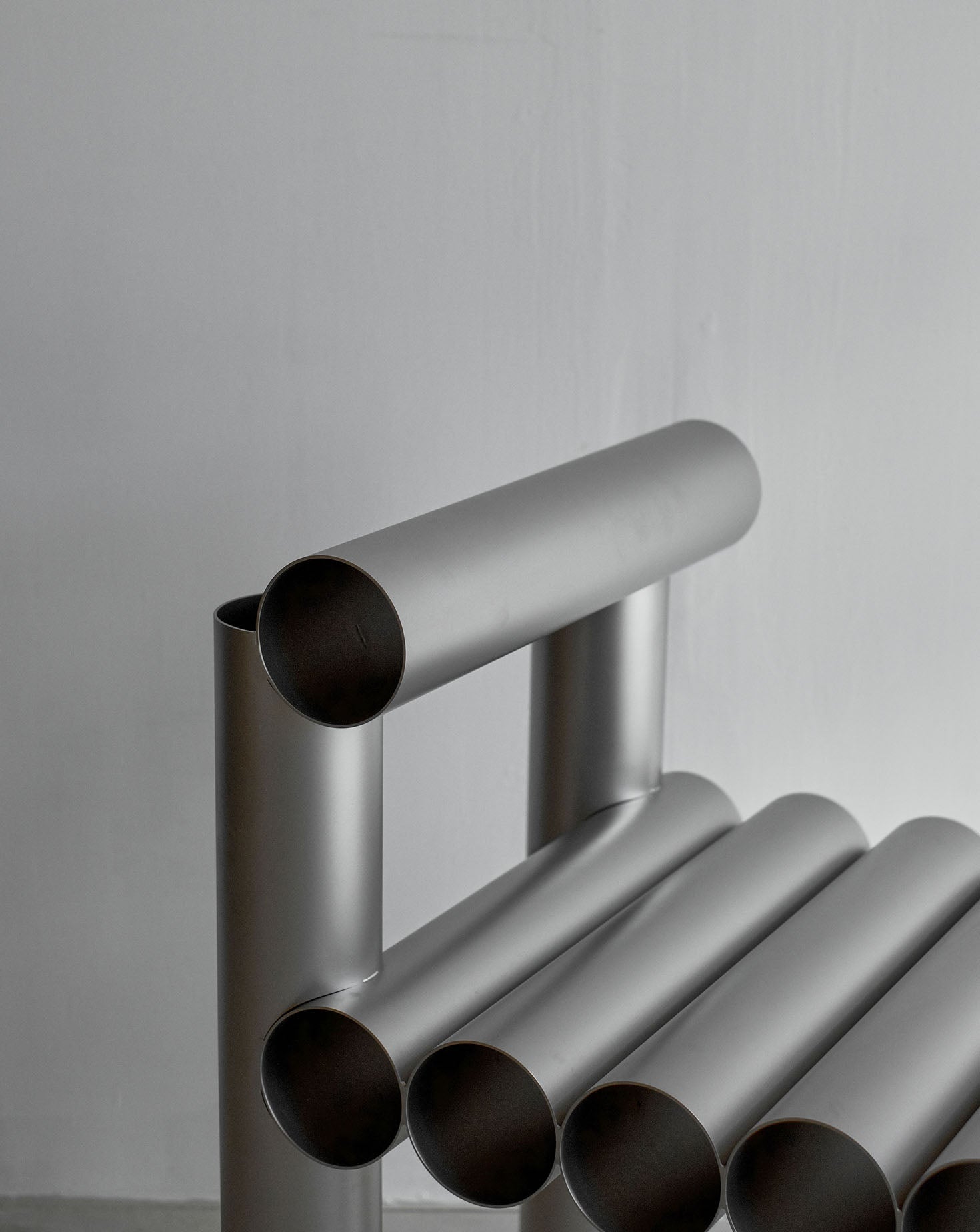 Open Tubular Stainless Steel Sculptural Chair