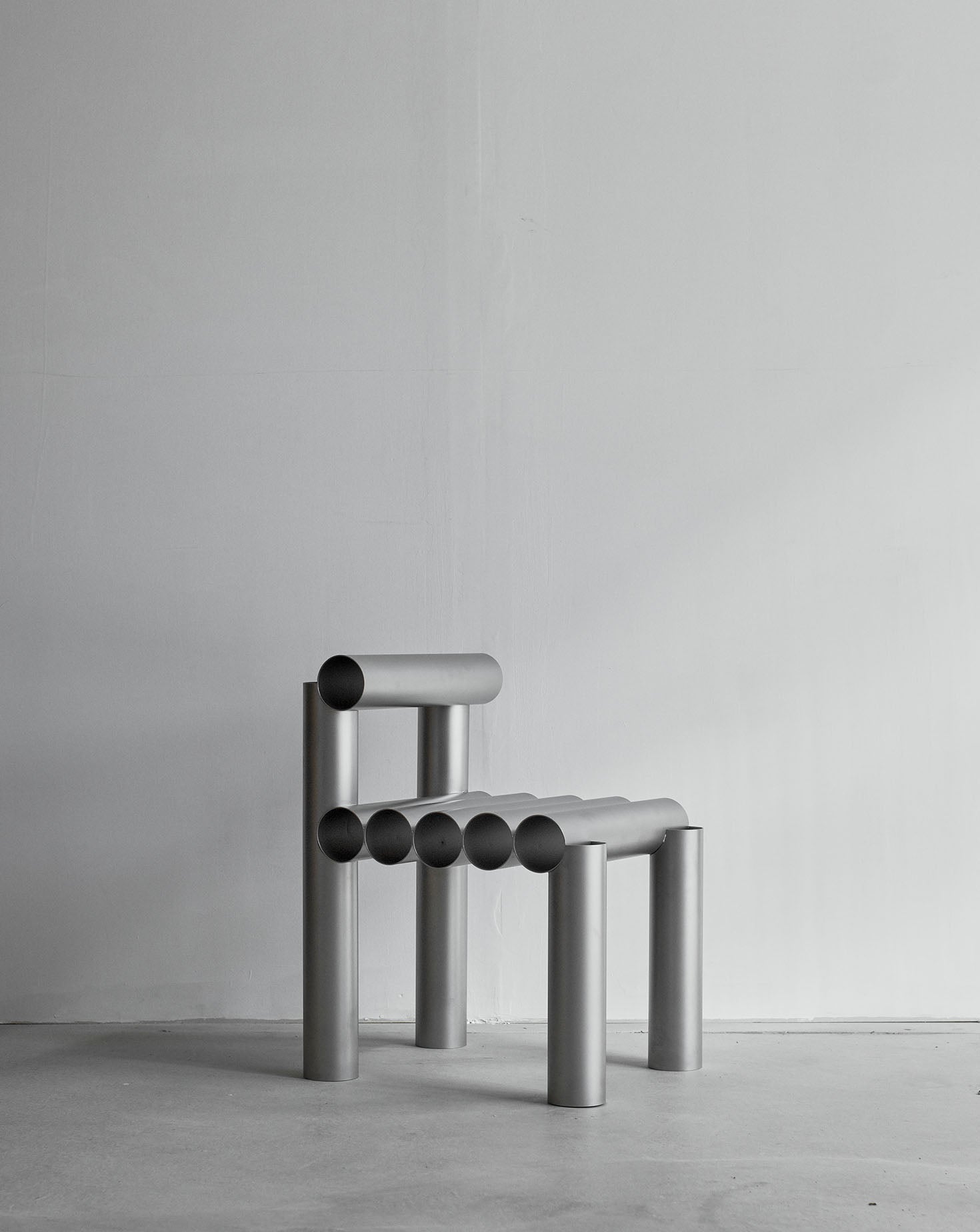 Open Tubular Stainless Steel Sculptural Chair