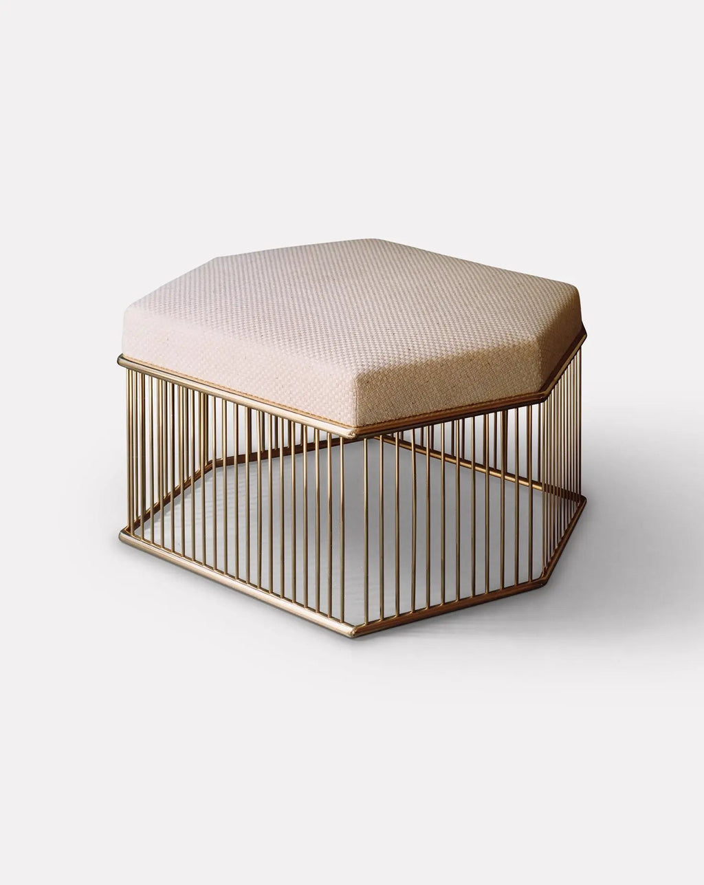 Minimal Chic Cream Upholstered Light Pouf