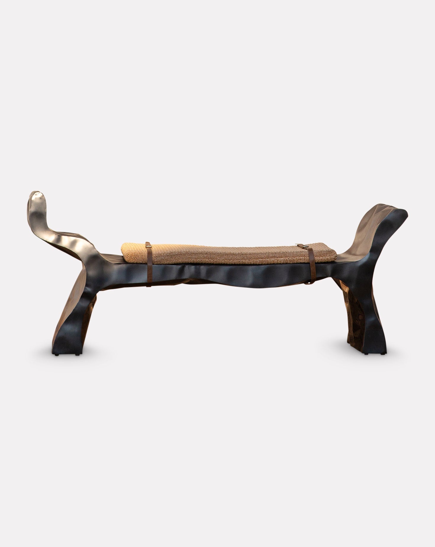 Organic Curve Steel Leather Strap Bench