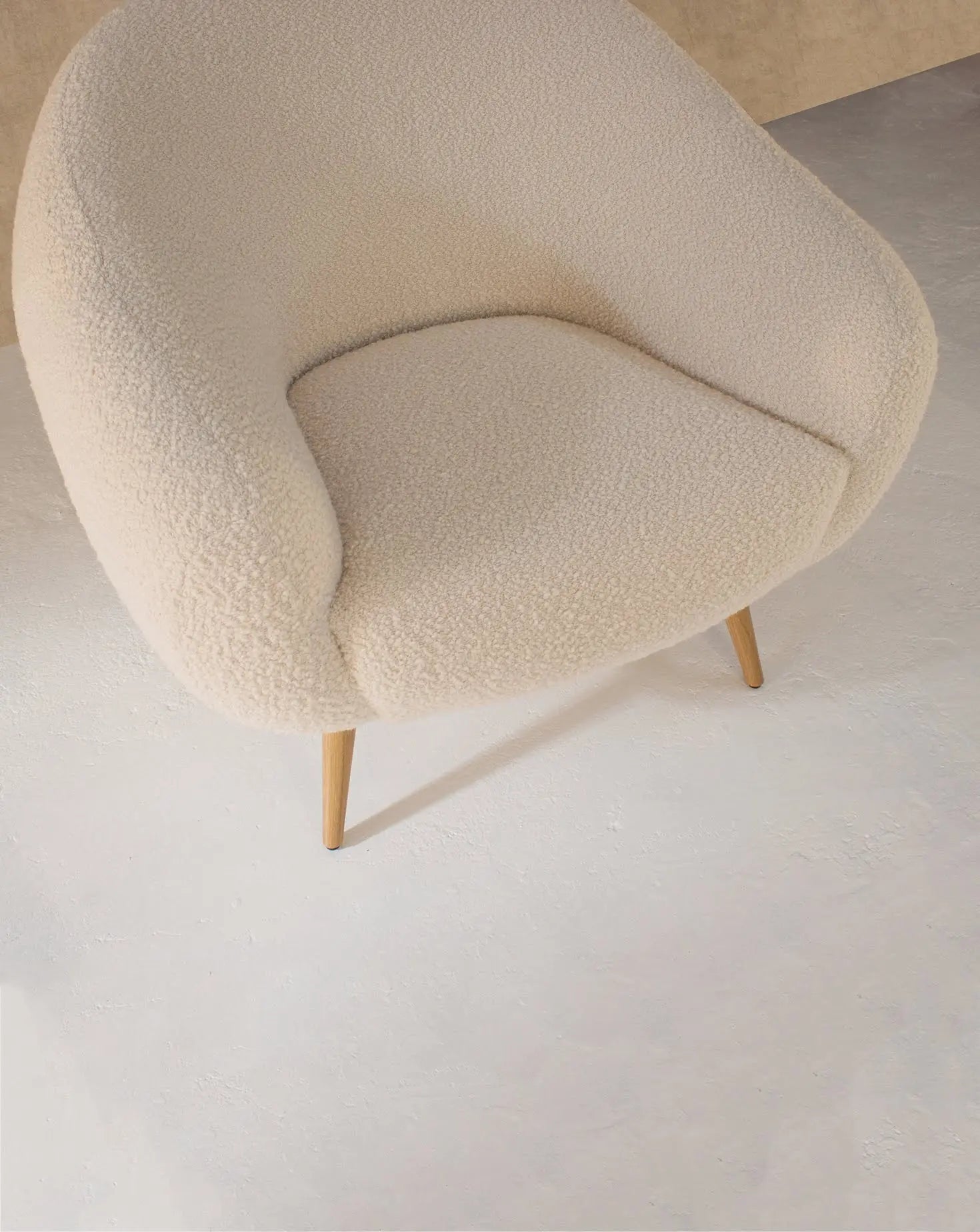 Sculptural Curved Oak Base Upholstered Armchair