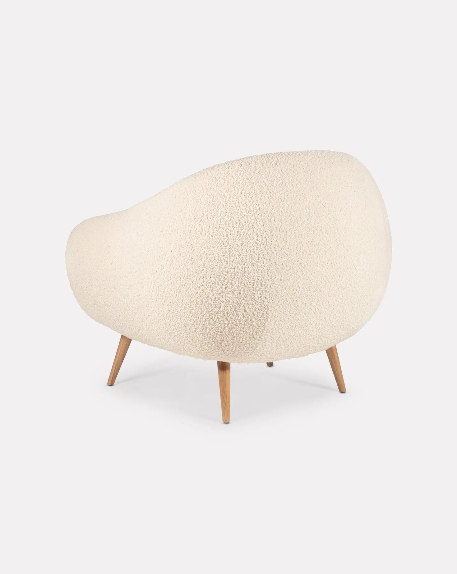 Sculptural Curved Oak Base Upholstered Armchair