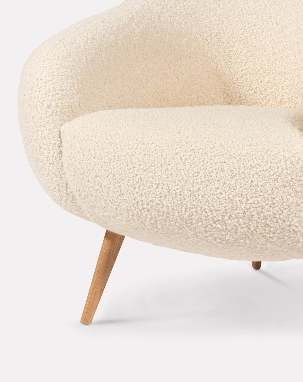 Sculptural Curved Oak Base Upholstered Armchair