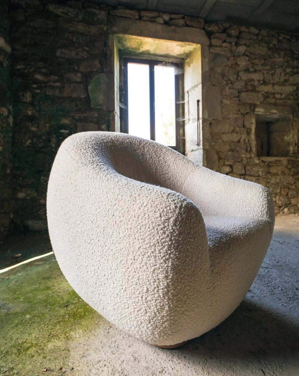 Curved Oak Base Award-Winning Upholstered Armchair