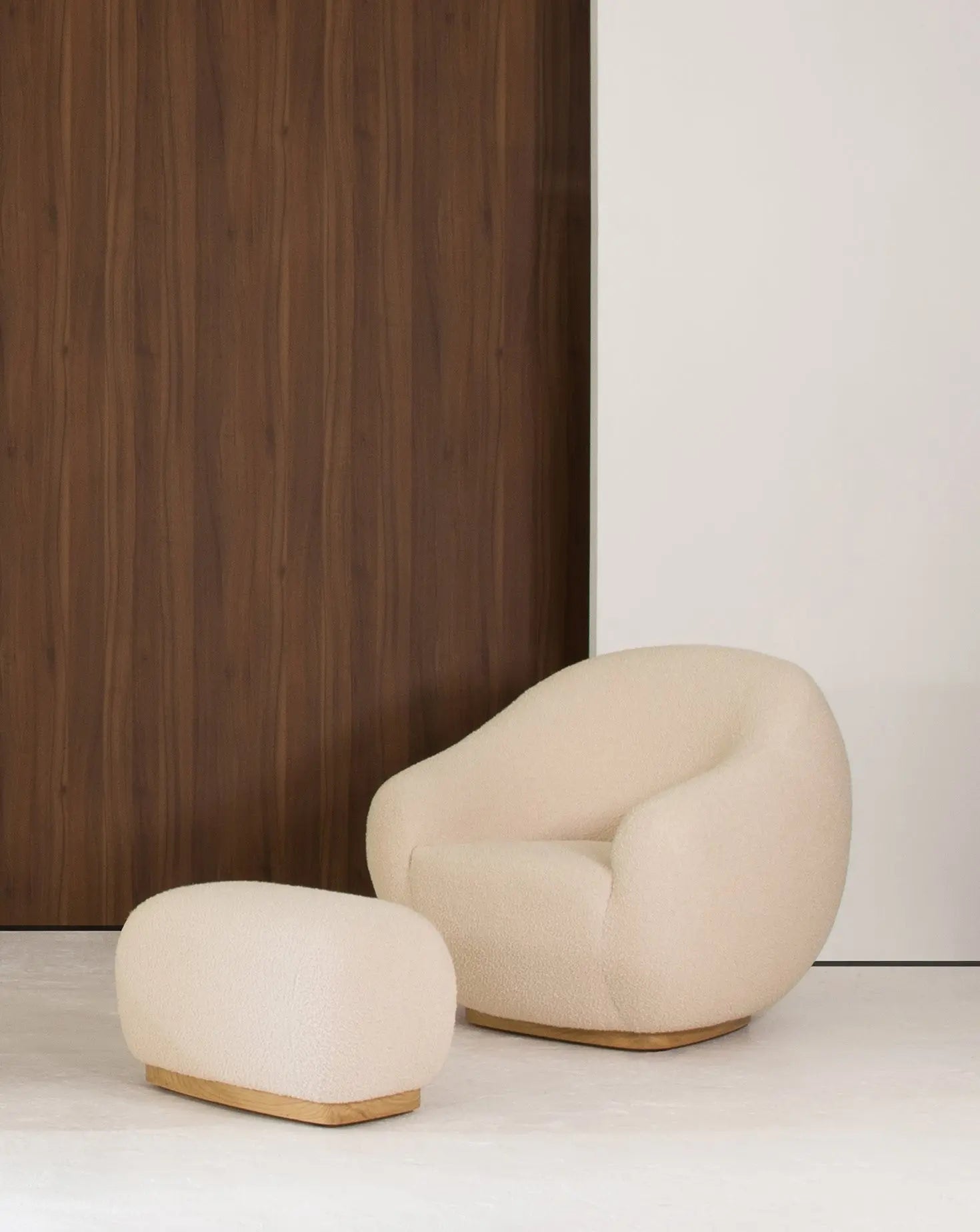Curved Oak Base Award-Winning Upholstered Armchair