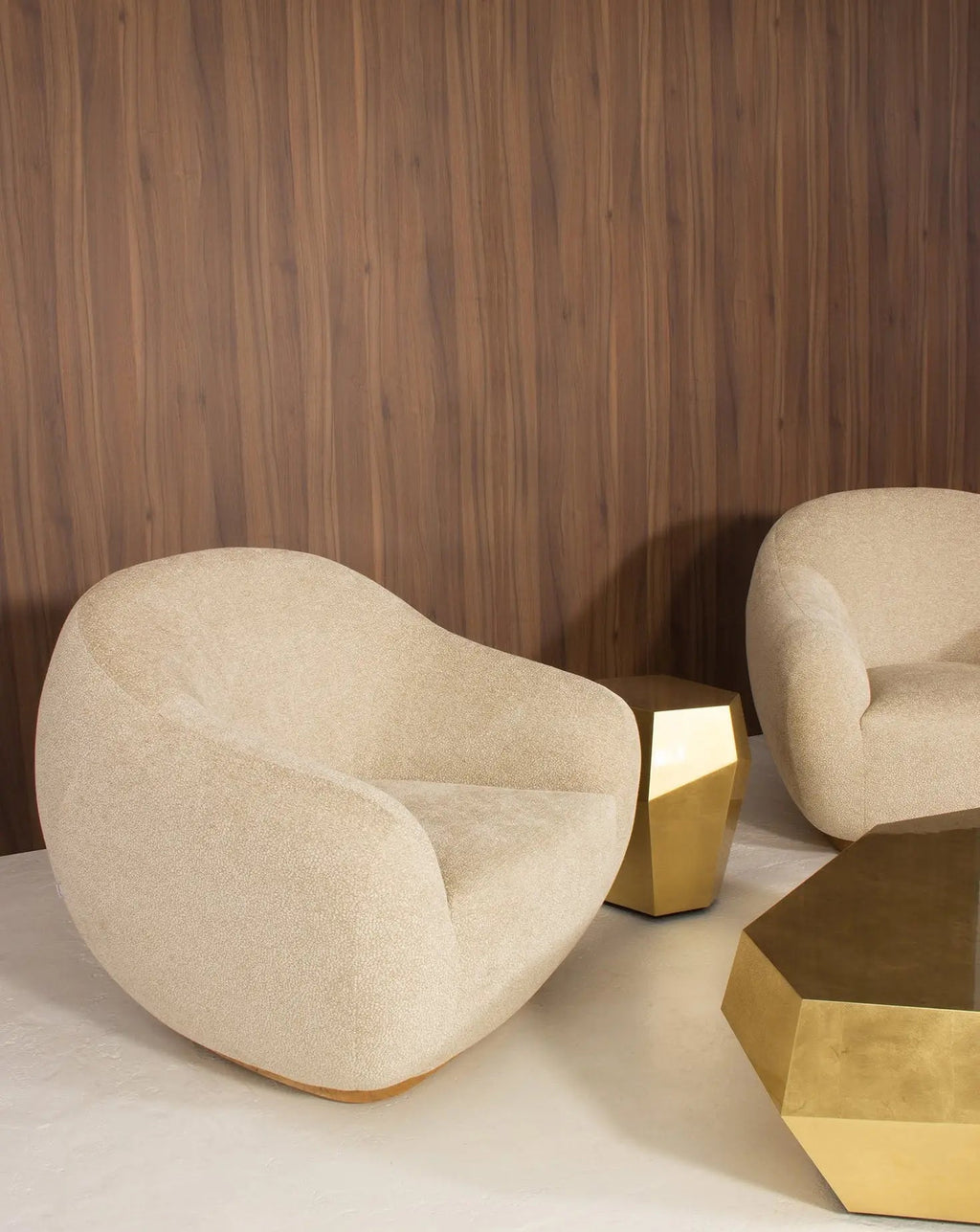 Curved Oak Base Award-Winning Upholstered Armchair