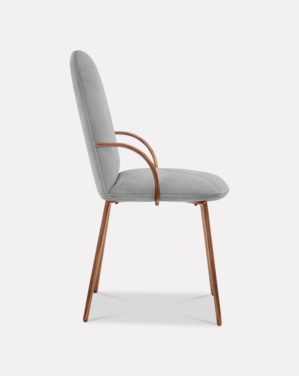 Grey Velvet Rose-Gold Leg Sculptural Dining Chair