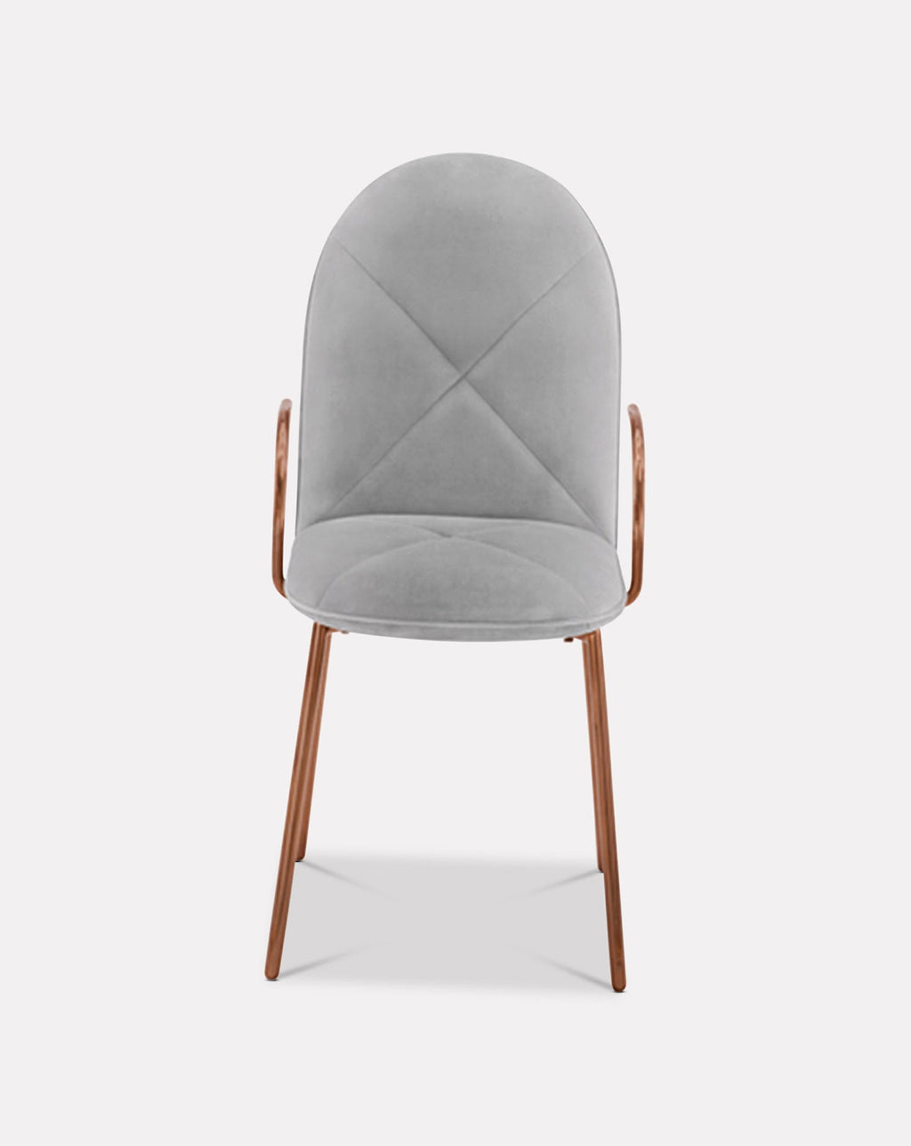 Grey Velvet Rose-Gold Leg Sculptural Dining Chair