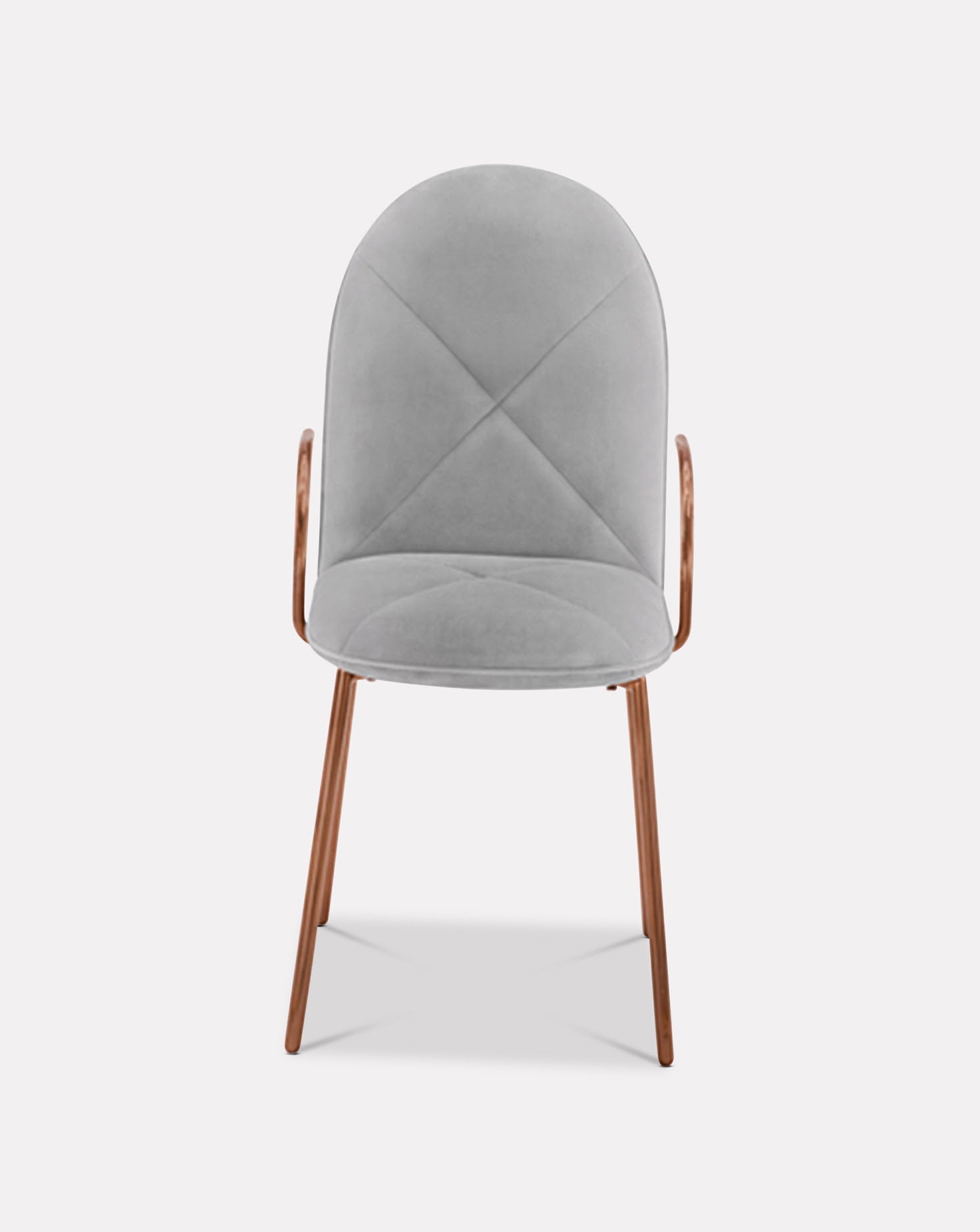 Grey Velvet Rose-Gold Leg Sculptural Dining Chair