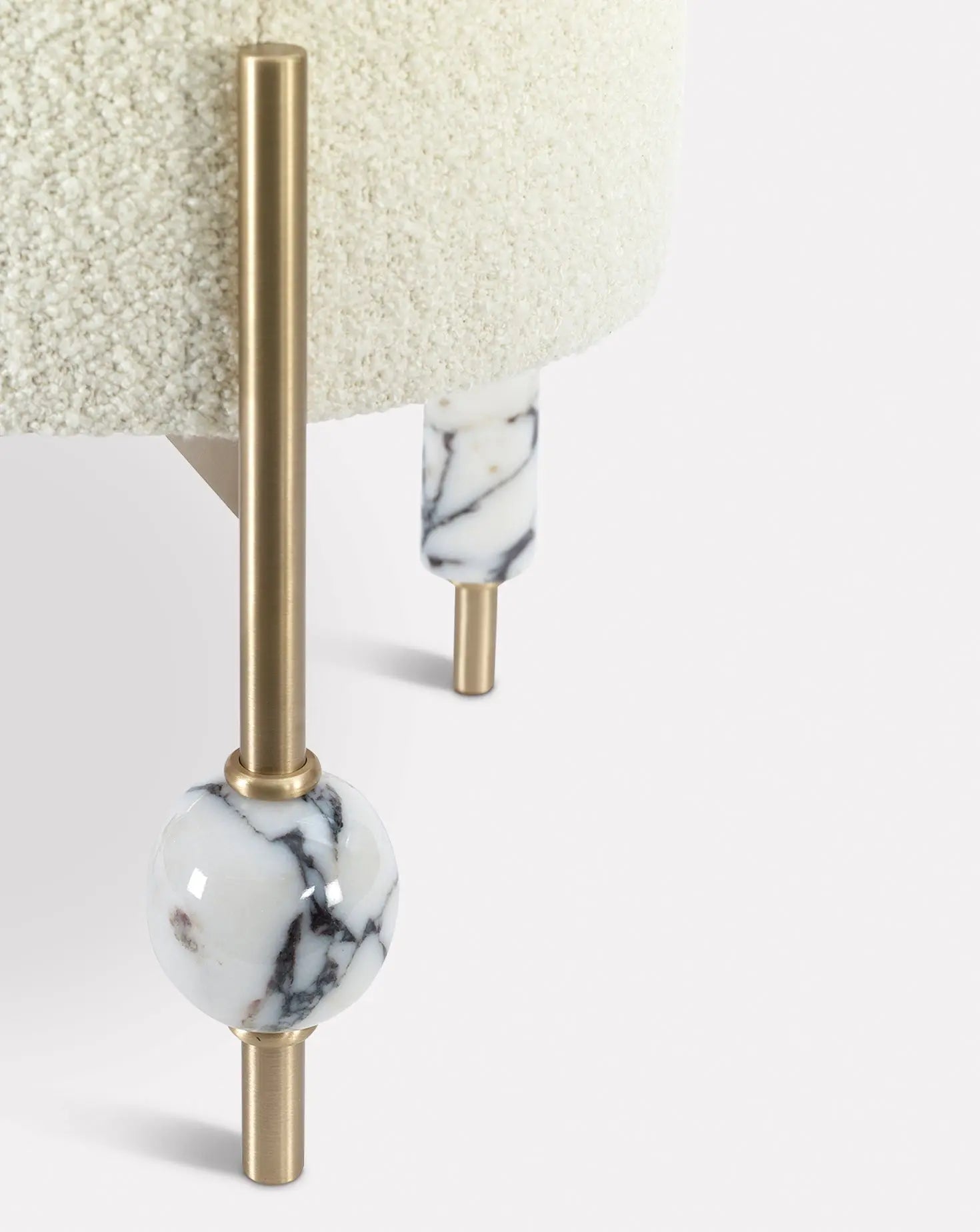 Brass Frame Marble Leg Round Pouf