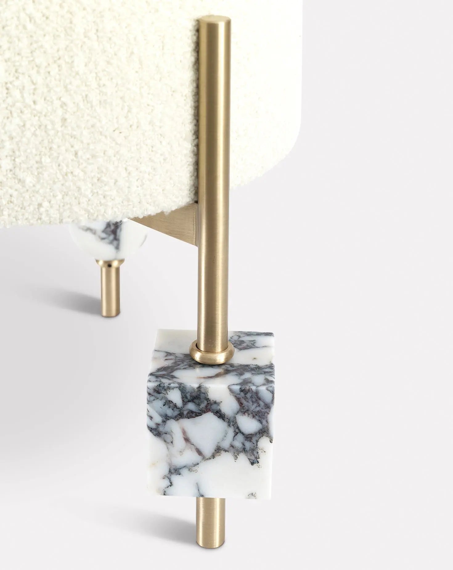 Brass Frame Marble Leg Round Pouf