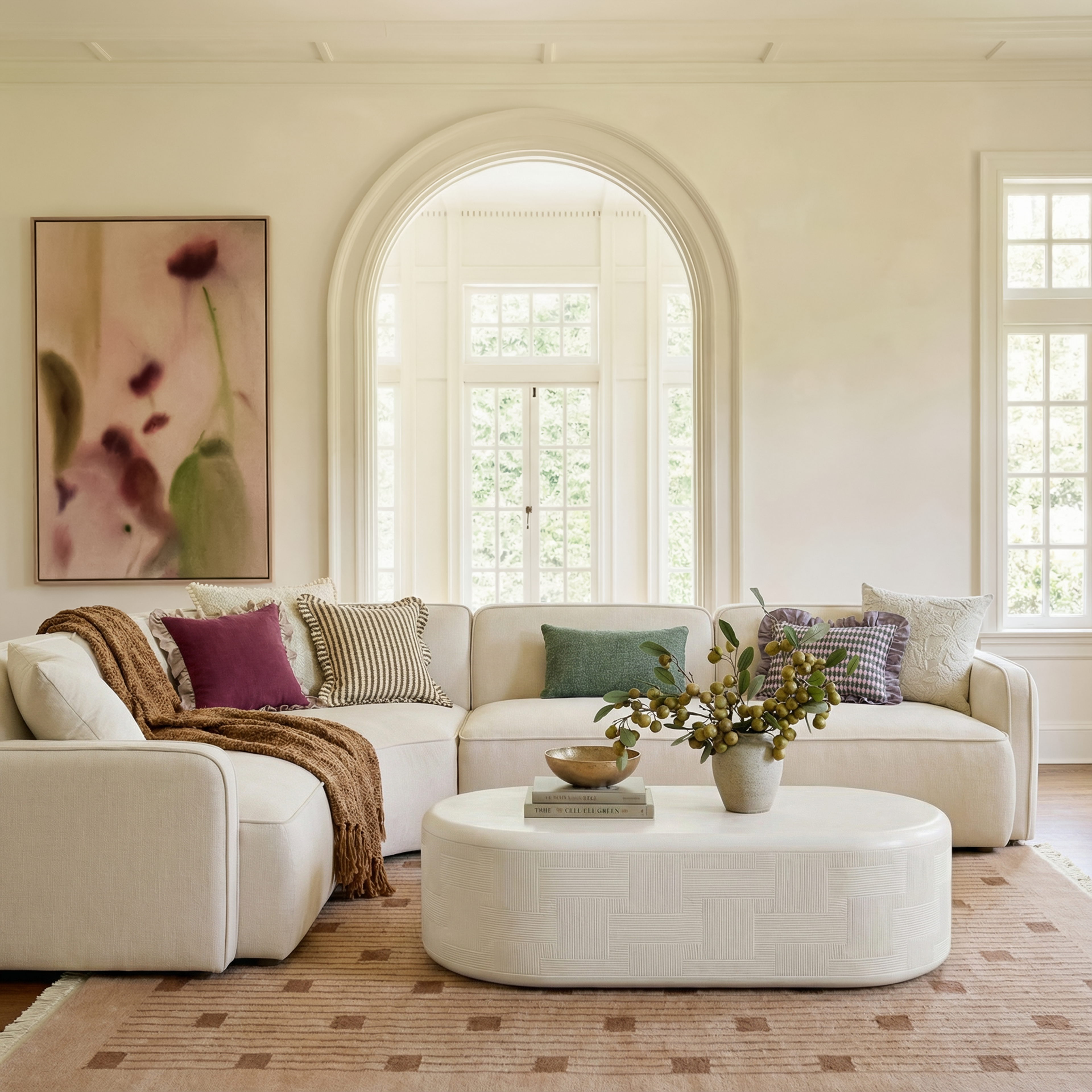 55 Indoor/Outdoor Concrete Rounded Coffee Table