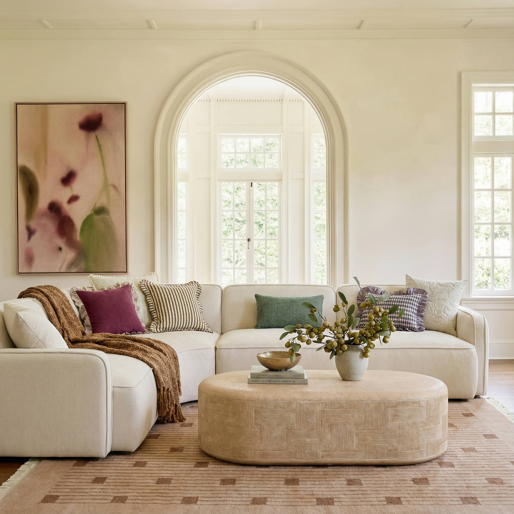 55 Indoor/Outdoor Concrete Rounded Coffee Table