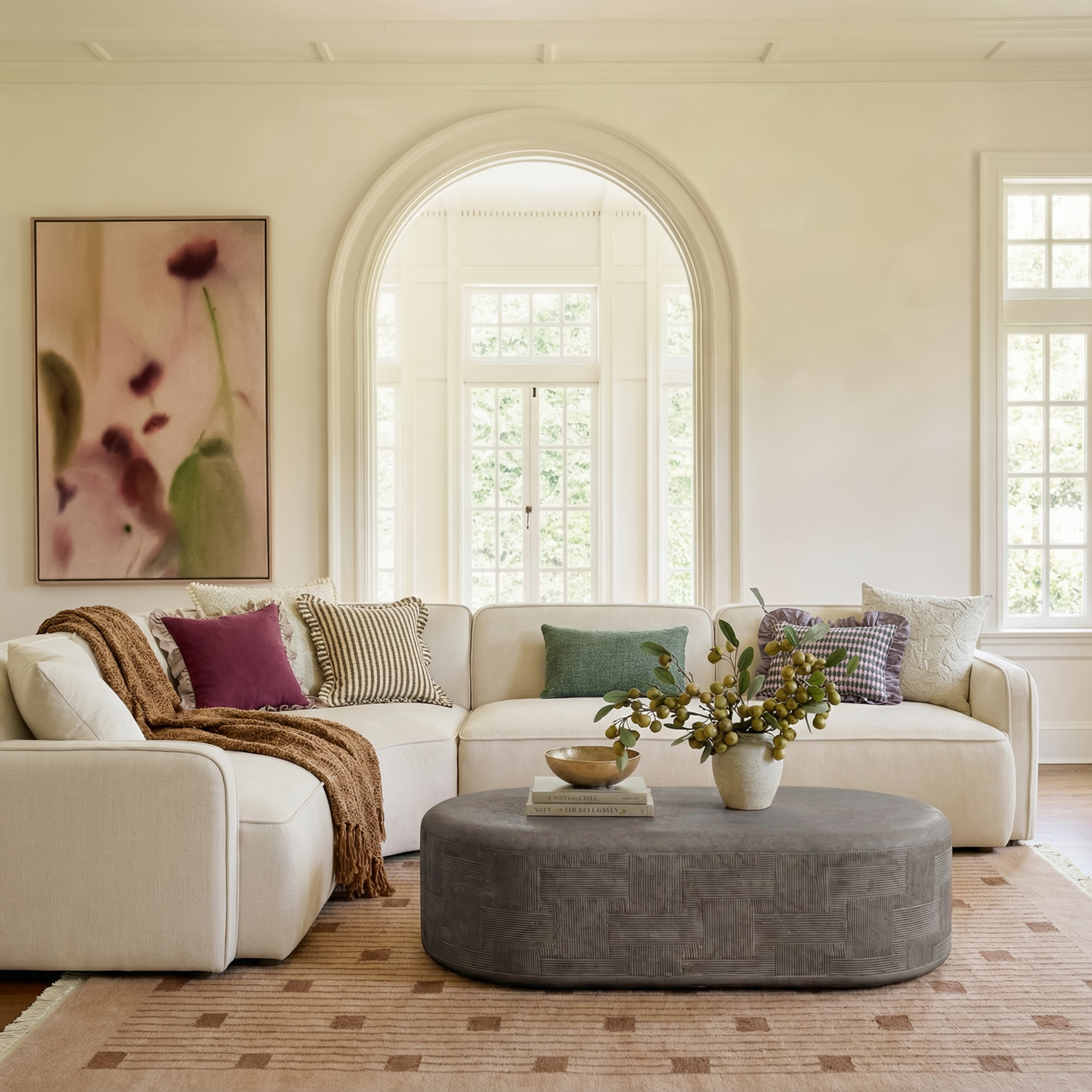 55 Indoor/Outdoor Concrete Rounded Coffee Table