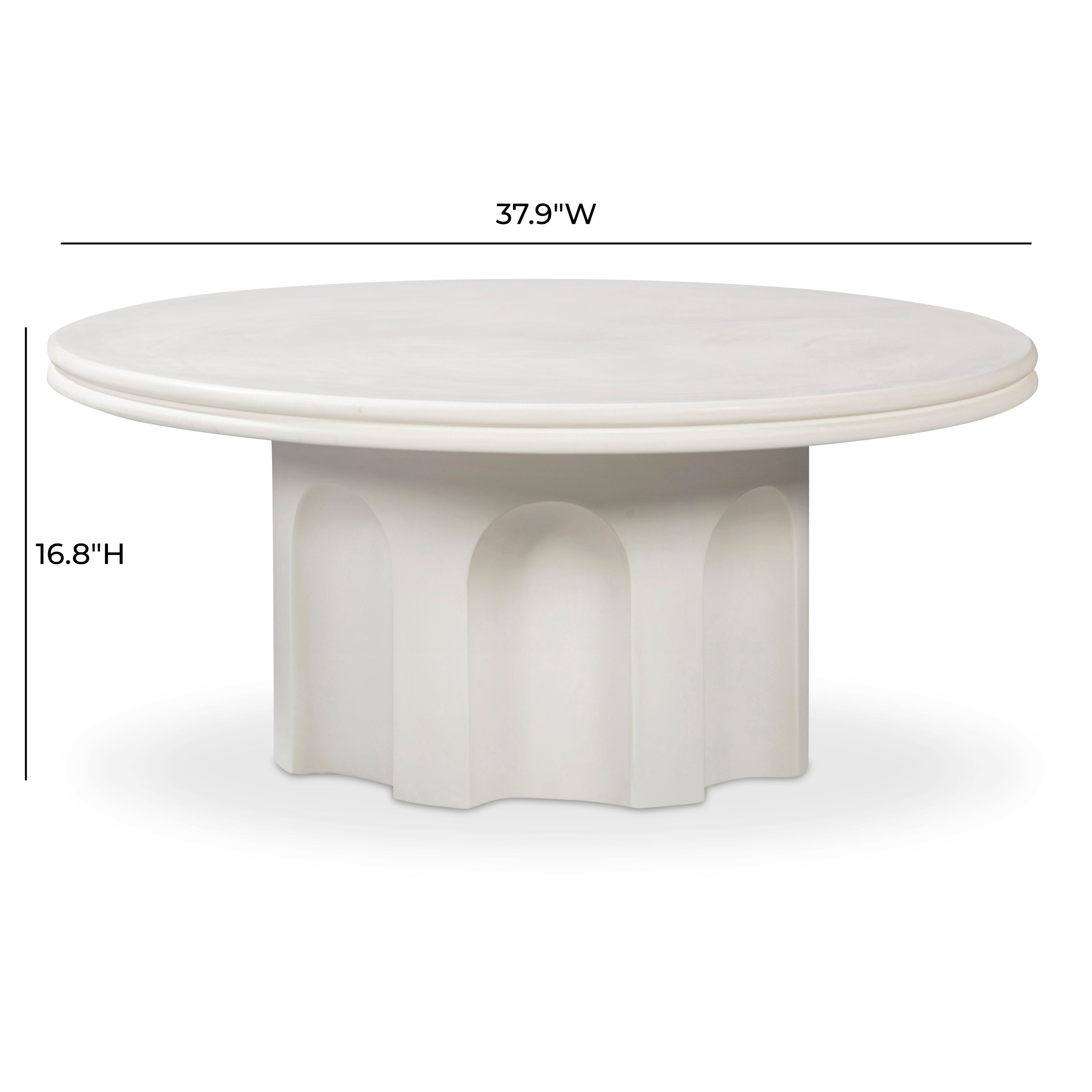 38 Ivory Indoor/Outdoor Concrete Round Coffee Table