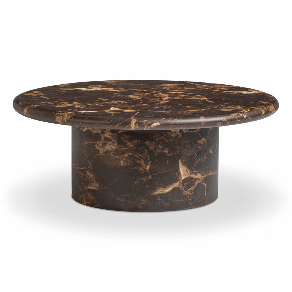 36 Dark Brown Faux Marble Indoor/Outdoor Concrete Round Coffee Table