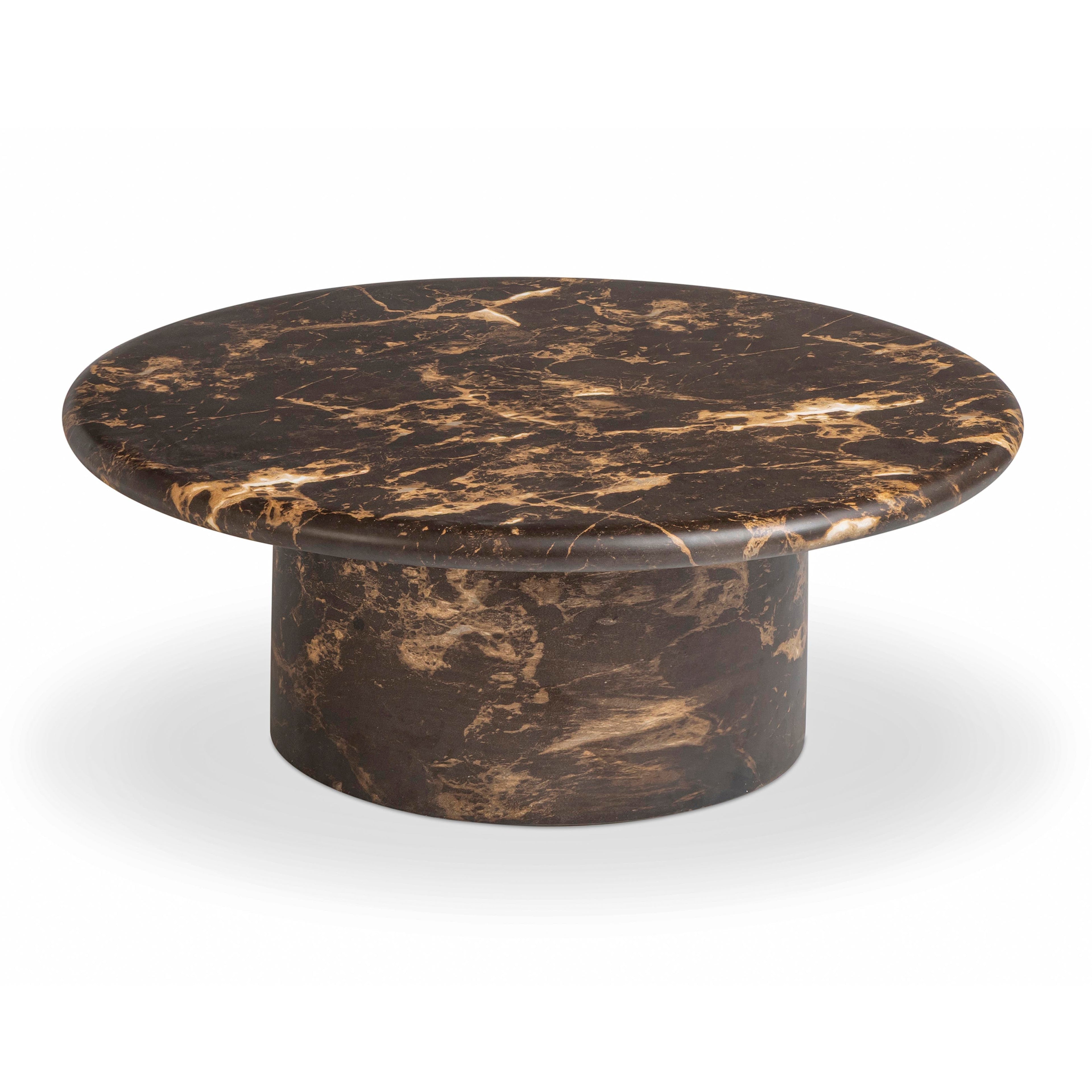 36 Dark Brown Faux Marble Indoor/Outdoor Concrete Round Coffee Table