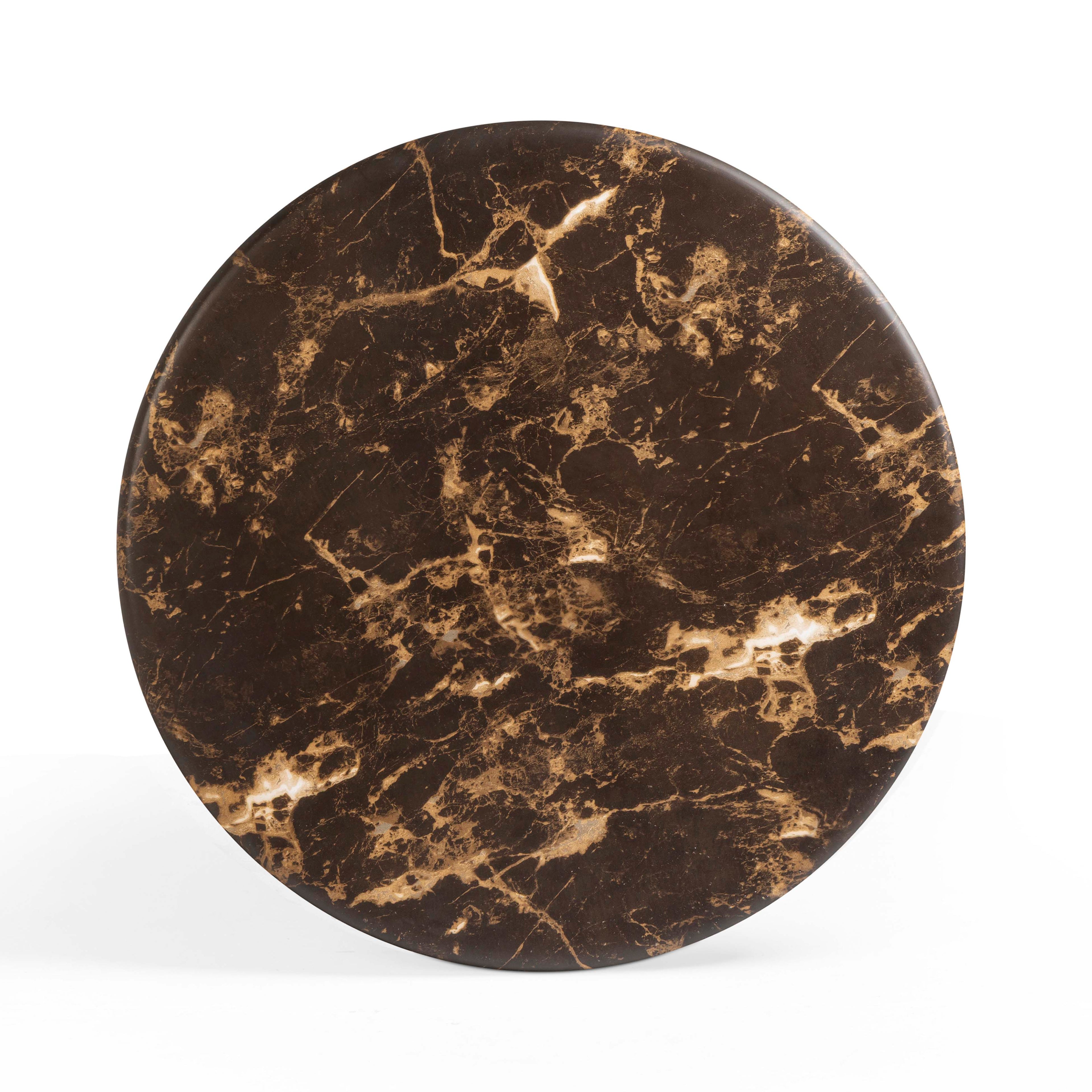36 Dark Brown Faux Marble Indoor/Outdoor Concrete Round Coffee Table